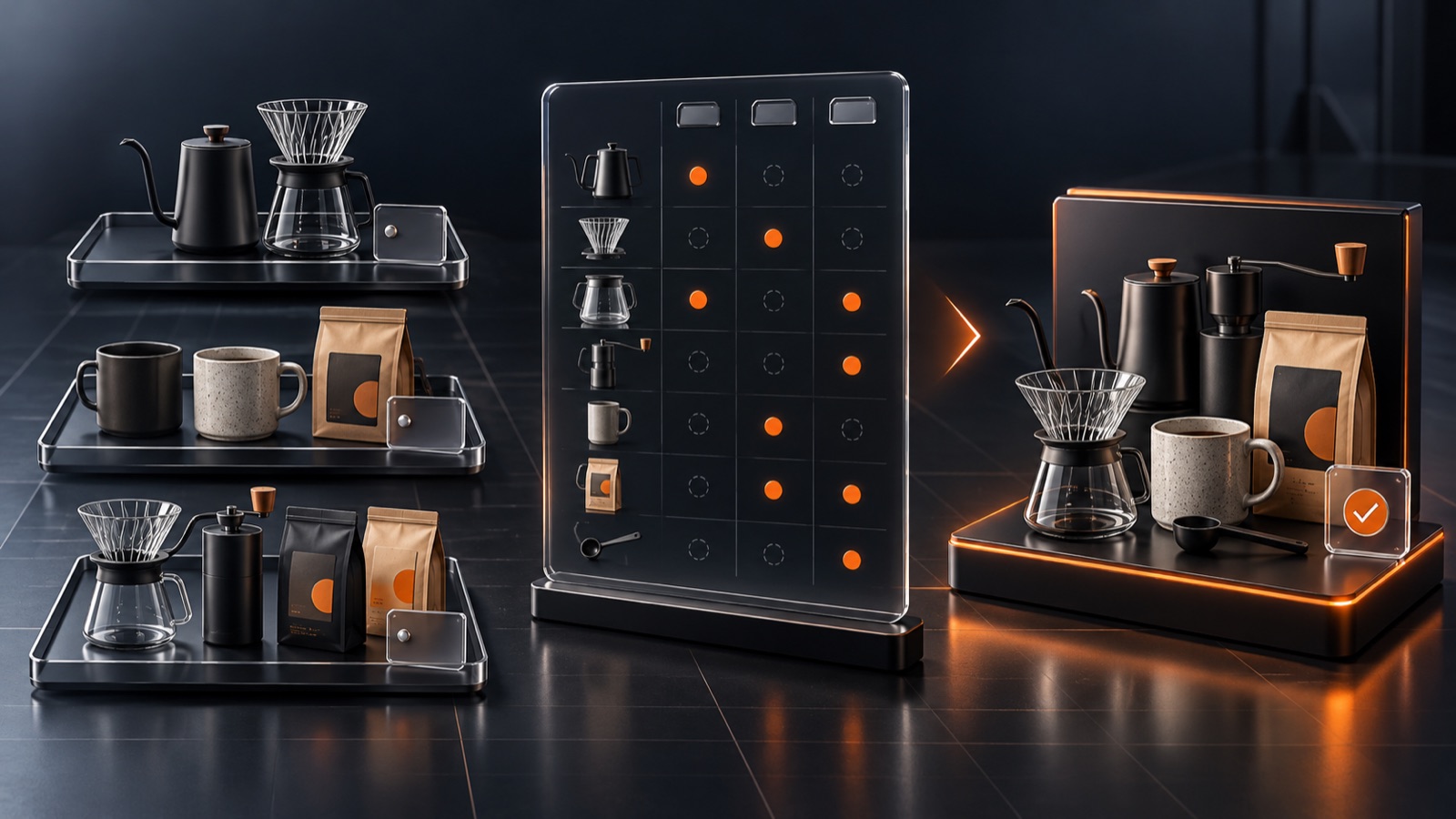Three competitor coffee bundle offers compared side by side in a matrix, leading to one tested starter kit