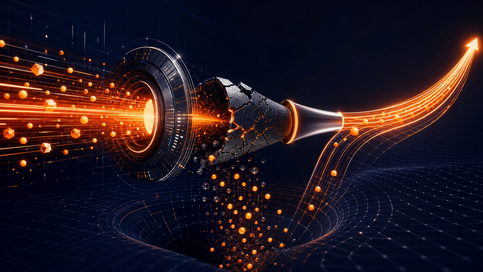 EcomExpo editorial illustration for conversion rate optimization in the AI era: why AI scales bad marketing and CRO is the cure