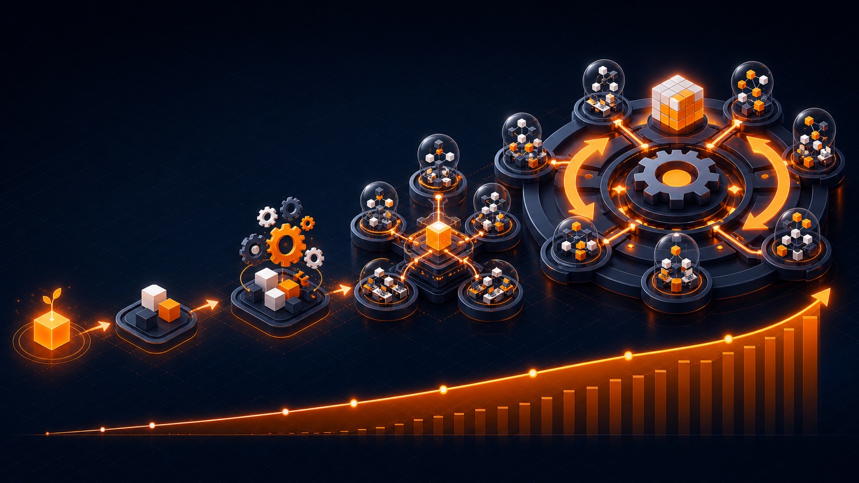 EcomExpo editorial illustration: how to scale a marketing agency, based on SmartSites' path to $35M